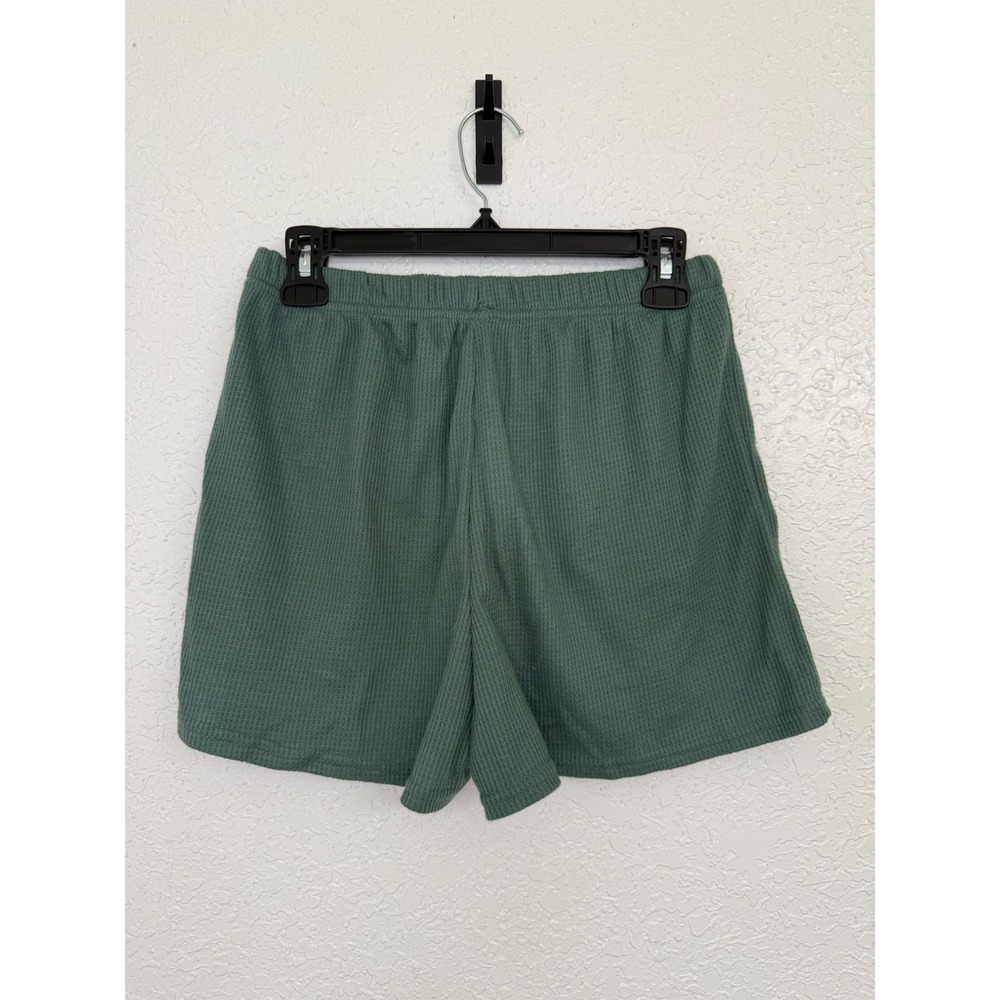 Womens Sage Green‎ Waffle Knit Lounge Shorts Elastic Waist Pajama Bottoms Medium - Picture 2 of 3
